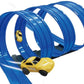 Flexible Race Car Track with Base and 360-Degree Rotating Cars