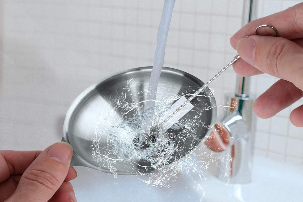6PCS Stainless Steel Mini Funnels And Cleaning Brushes For Kitchen Filling Bottles
