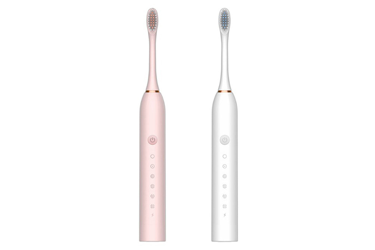 Couple's Electric Toothbrush Set with Travel Case -White and Pink