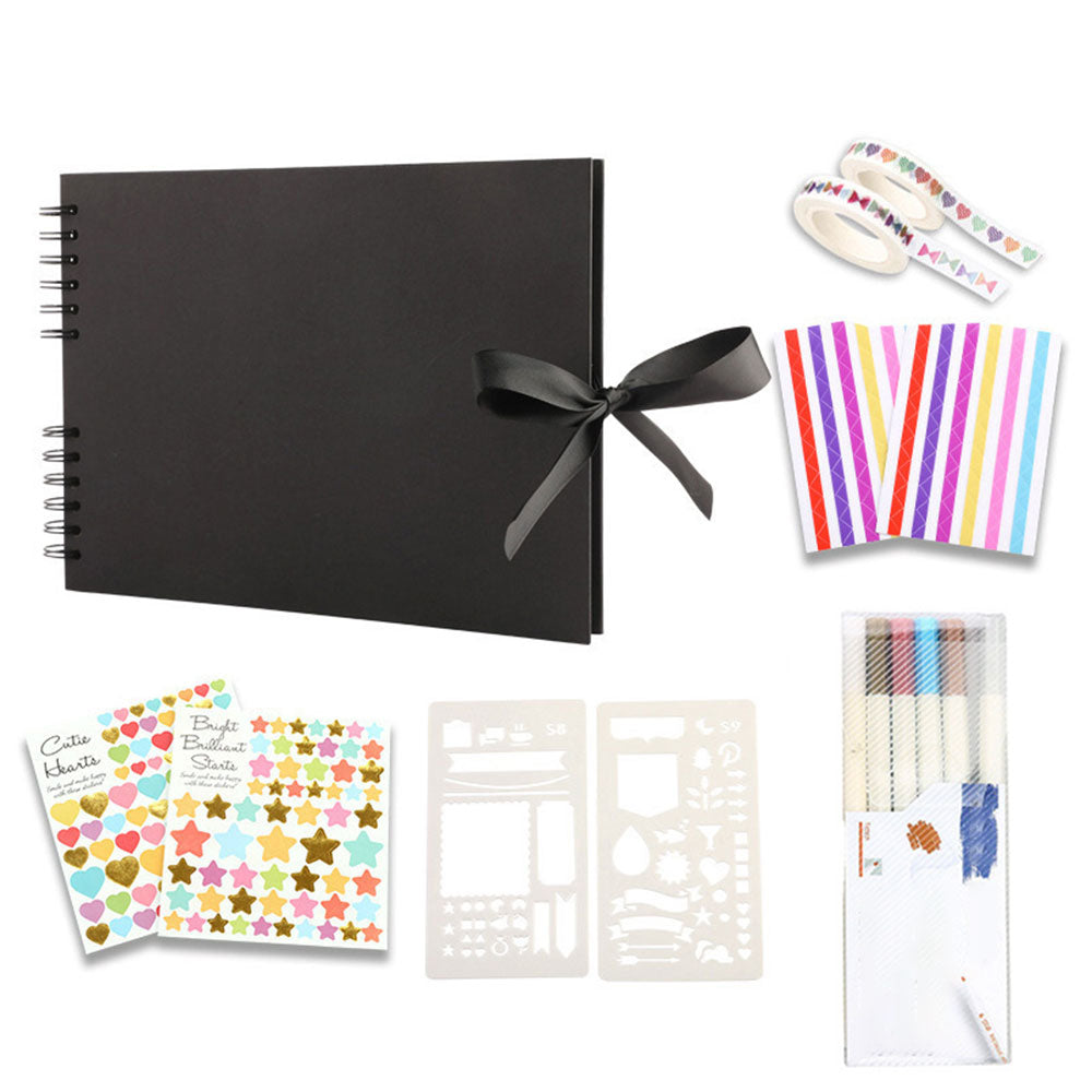 29x21.5CM DIY Photo Album 80 Pages Black Scrapbook Set
