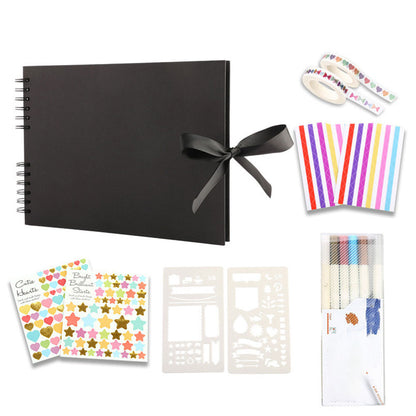 29x21.5CM DIY Photo Album 80 Pages Black Scrapbook Set