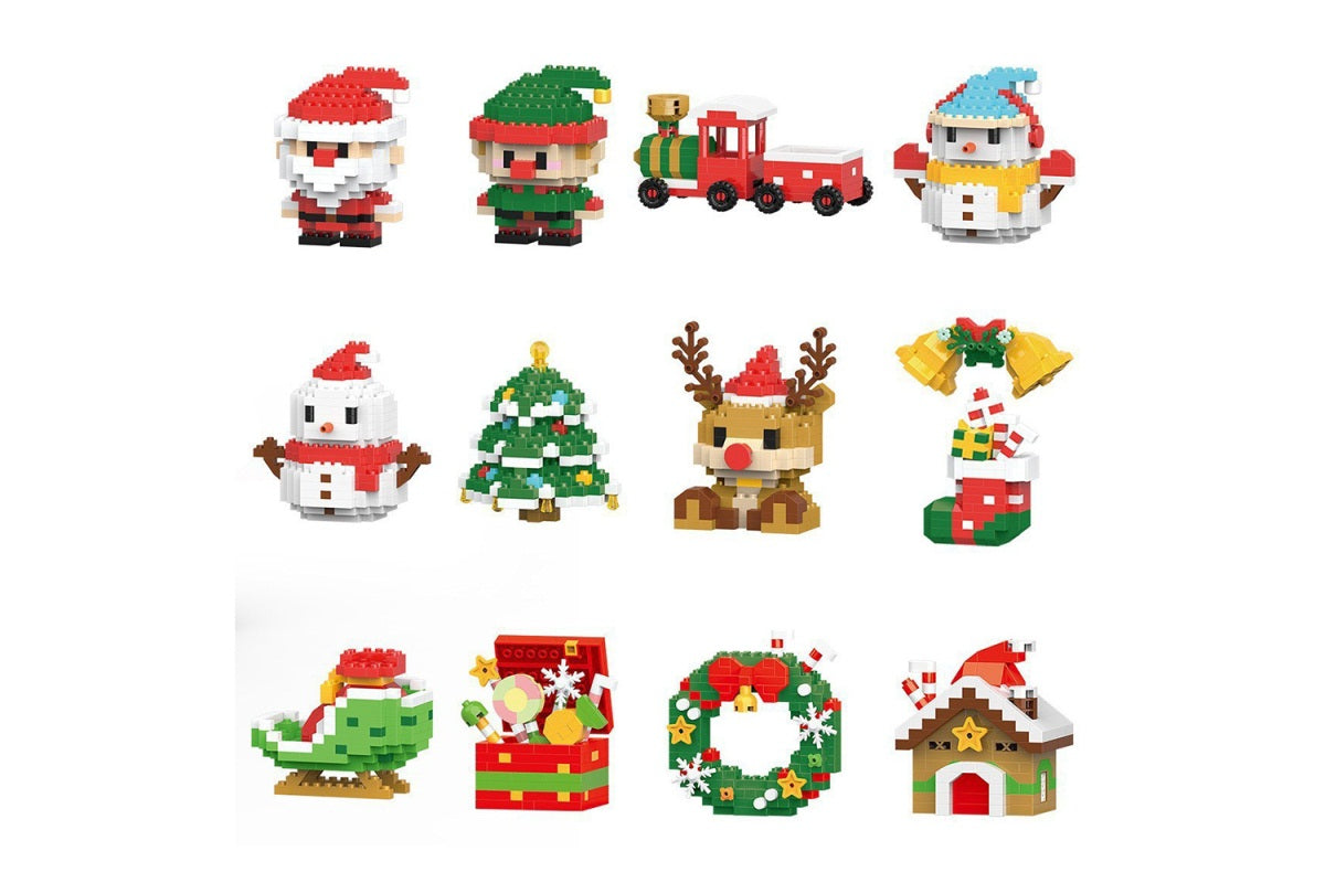 Christmas Building Blocks Set Xmas Building Figures DIY Stocking Stuffers
