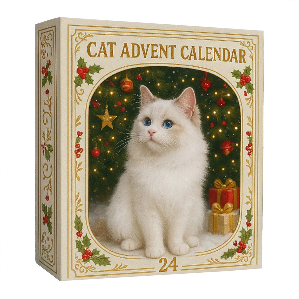 2D Cat Advent Calendar with 24 Acrylic Kitten Ornaments Christmas Countdown