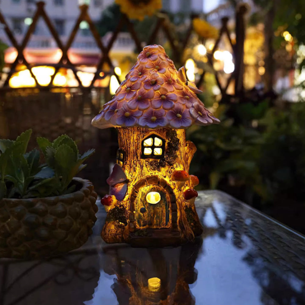 2Pcs Outdoor Garden Mushroom House Solar Light Decoration