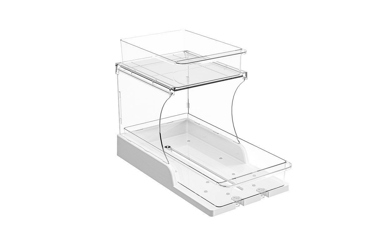 2-Tier Rotatable Pull-Out Storage Rack Kitchen Spice Organizer
