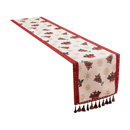 Christmas Jacquard Tassel Table Runner
