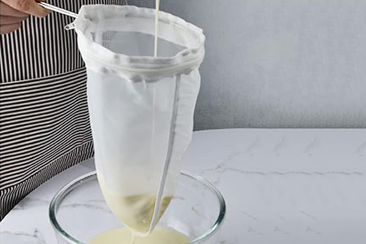 Reusable Mesh Filter Bags with Stainless Steel Handle Frame for Nut Milk Coffee