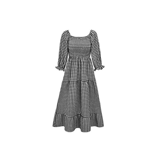 Puff Sleeve Shirred Maxi Dress