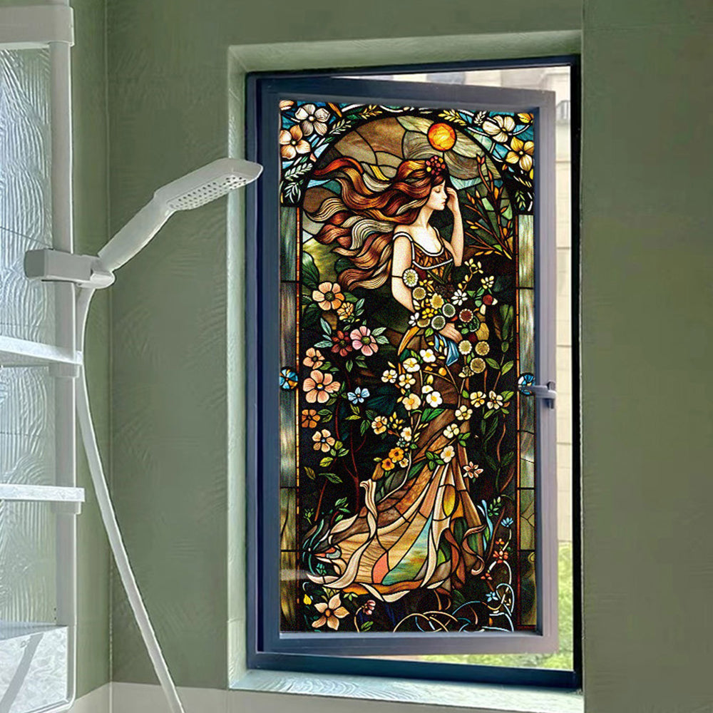 Static Cling Window Film Stained Glass Sticker Fairy Decor Glass Privacy Film