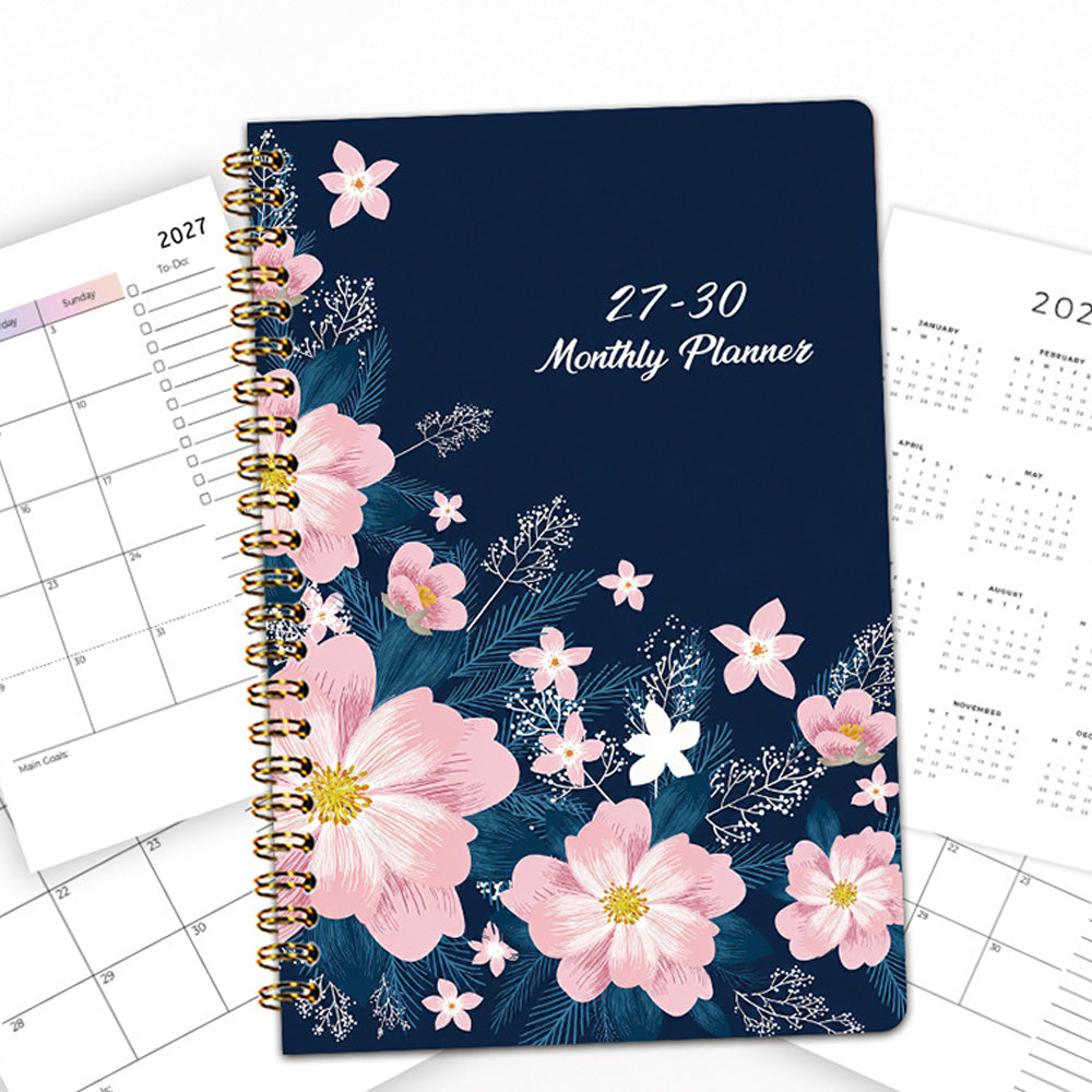2027 to 2030 Four Year A5 Spiral Monthly Goal Planner Notebook