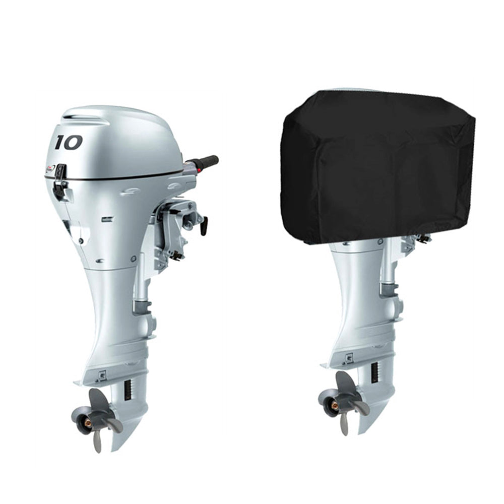 Outboard Motor Cover Engine Dust Cover Waterproof UV Resistant for Boat-Black