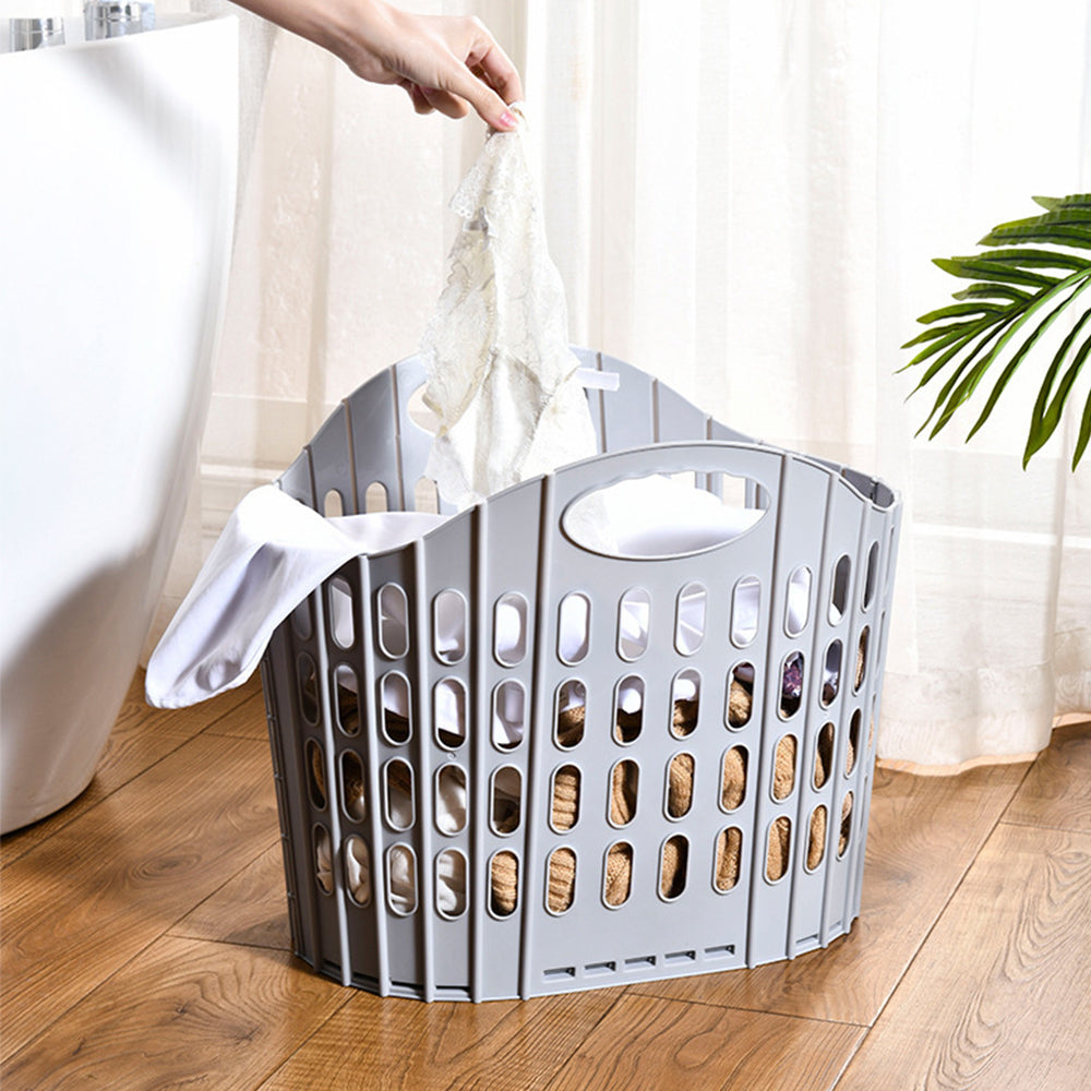 Collapsible Plastic Laundry Basket Folding Washing Clothes Storage Organizer
