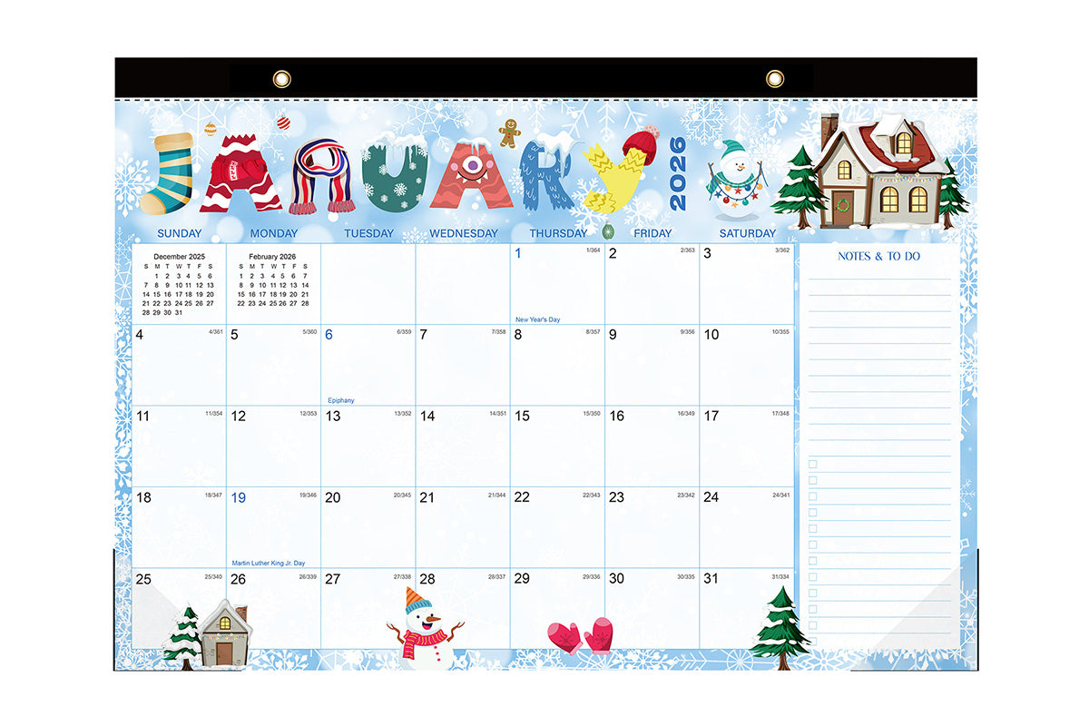 Desk Calendar 18-Month from 2026 Jan- 2027 June with Corner Protectors for Office