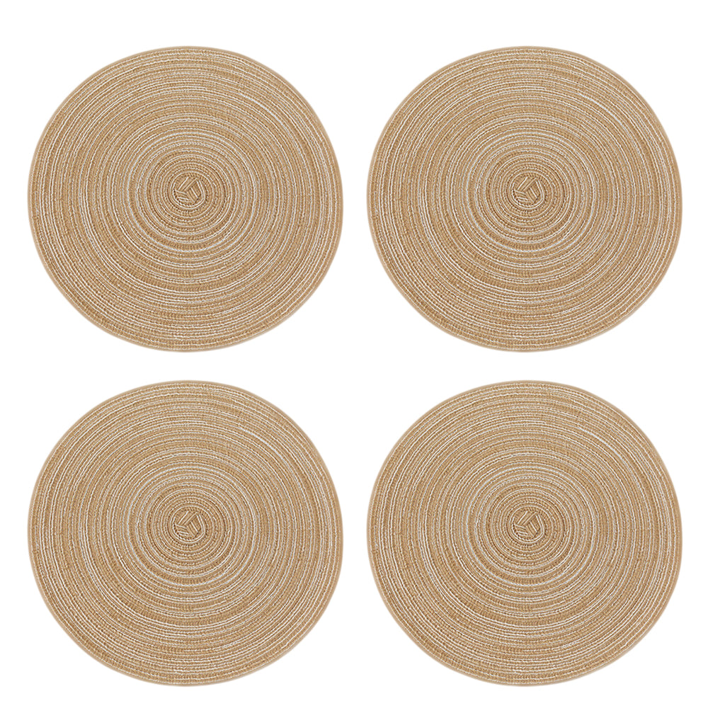 Round Braided Placemats Set of 4 Washable Place Mats for Dining Tables