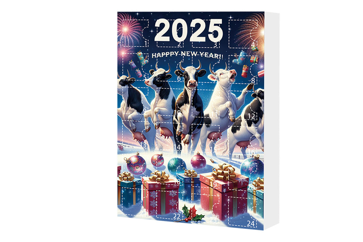 2025 Christmas Cow Advent Calendar Blind Box 24 Days Ornaments Set for Tree