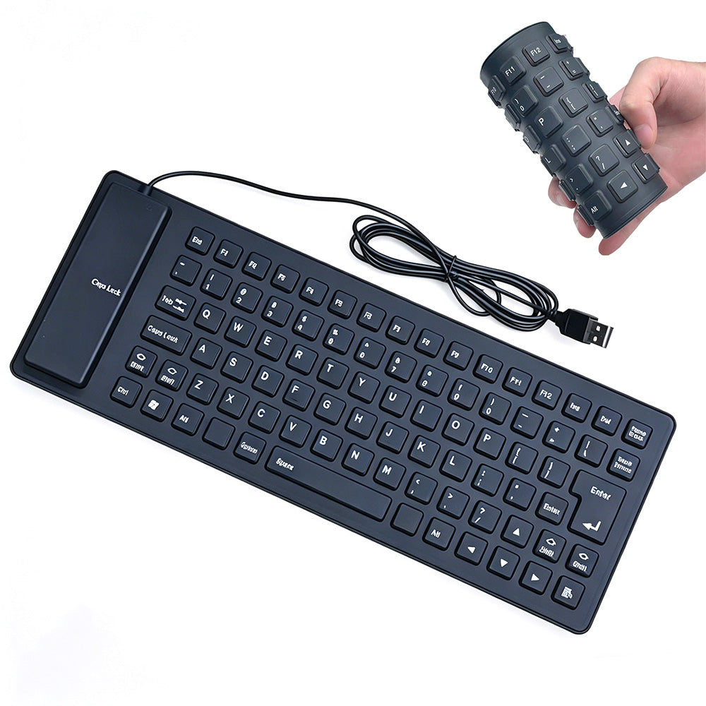 Waterproof Silicone Foldable Flexible Full Size USB Keyboard