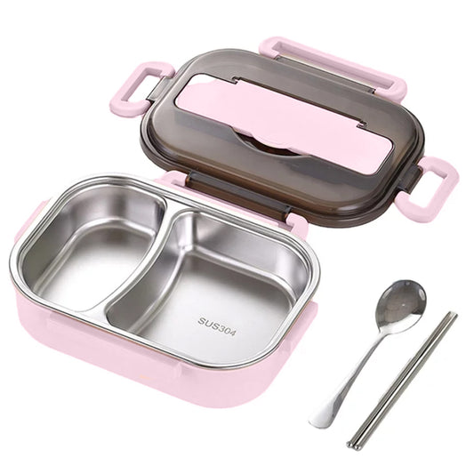 304 Stainless Steel 2-Grid Insulated Bento Lunch Box with Compartments