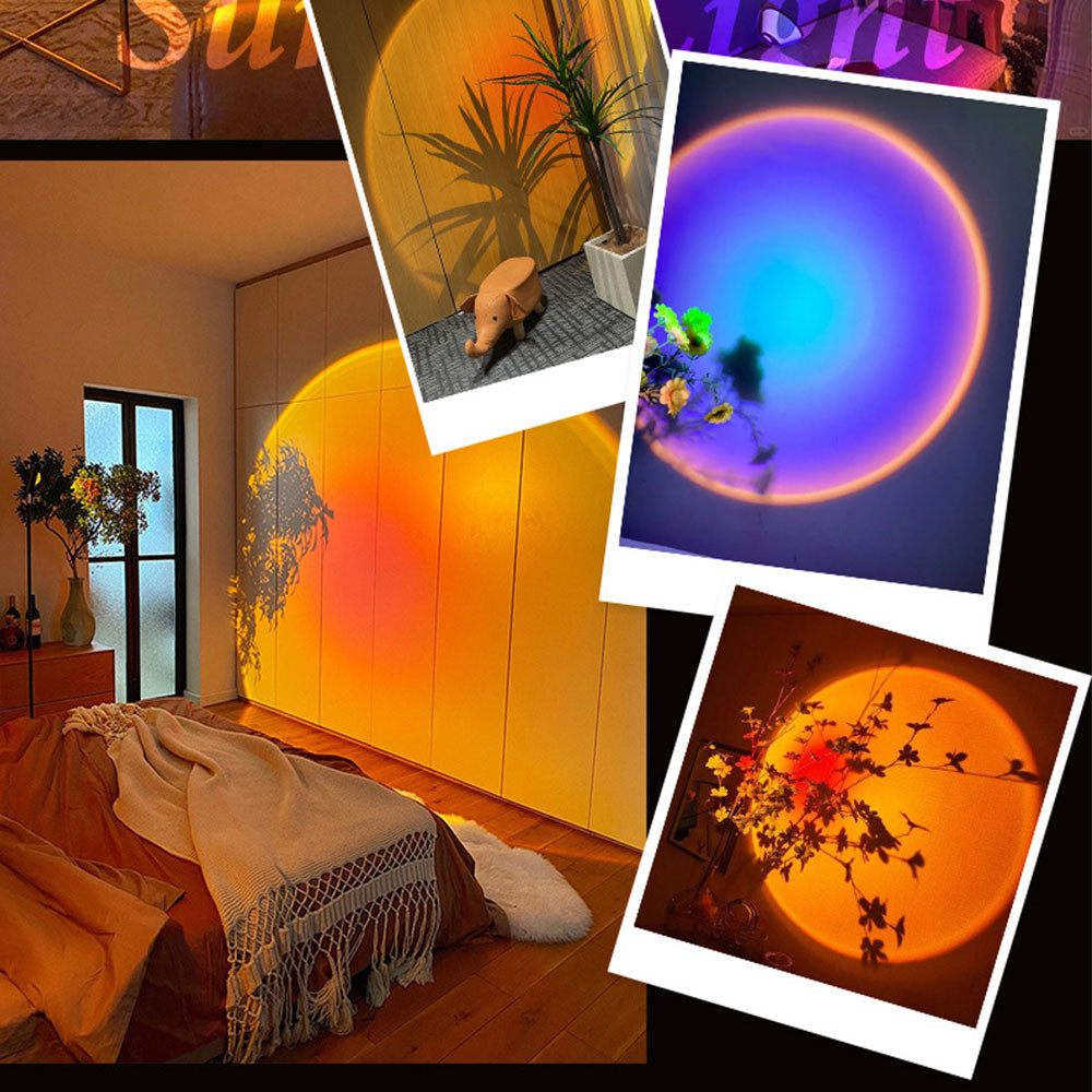 Sunset Lamp Projector RGB Color Rotation LED Sunset Projection Lamp Room Decor