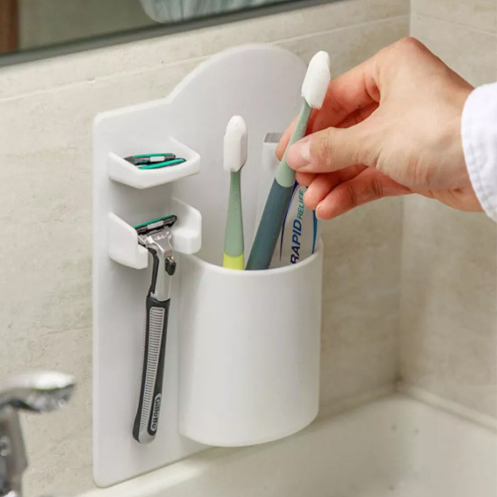 2Pcs Silicone Wall Mount Razor Toothbrush Toothpaste Stand Bath Shower Storage Holder