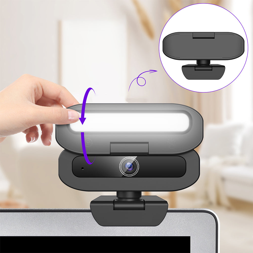 4K Webcam Camera with Light for PC Computer Video Conference Streaming
