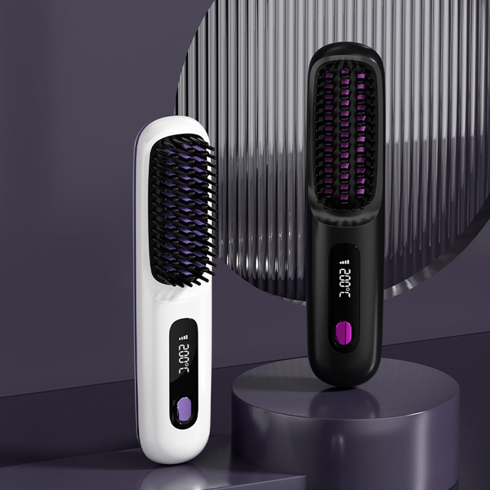 Portable Cordless Hair Straightener Comb with LED Display Negative Ion Heating