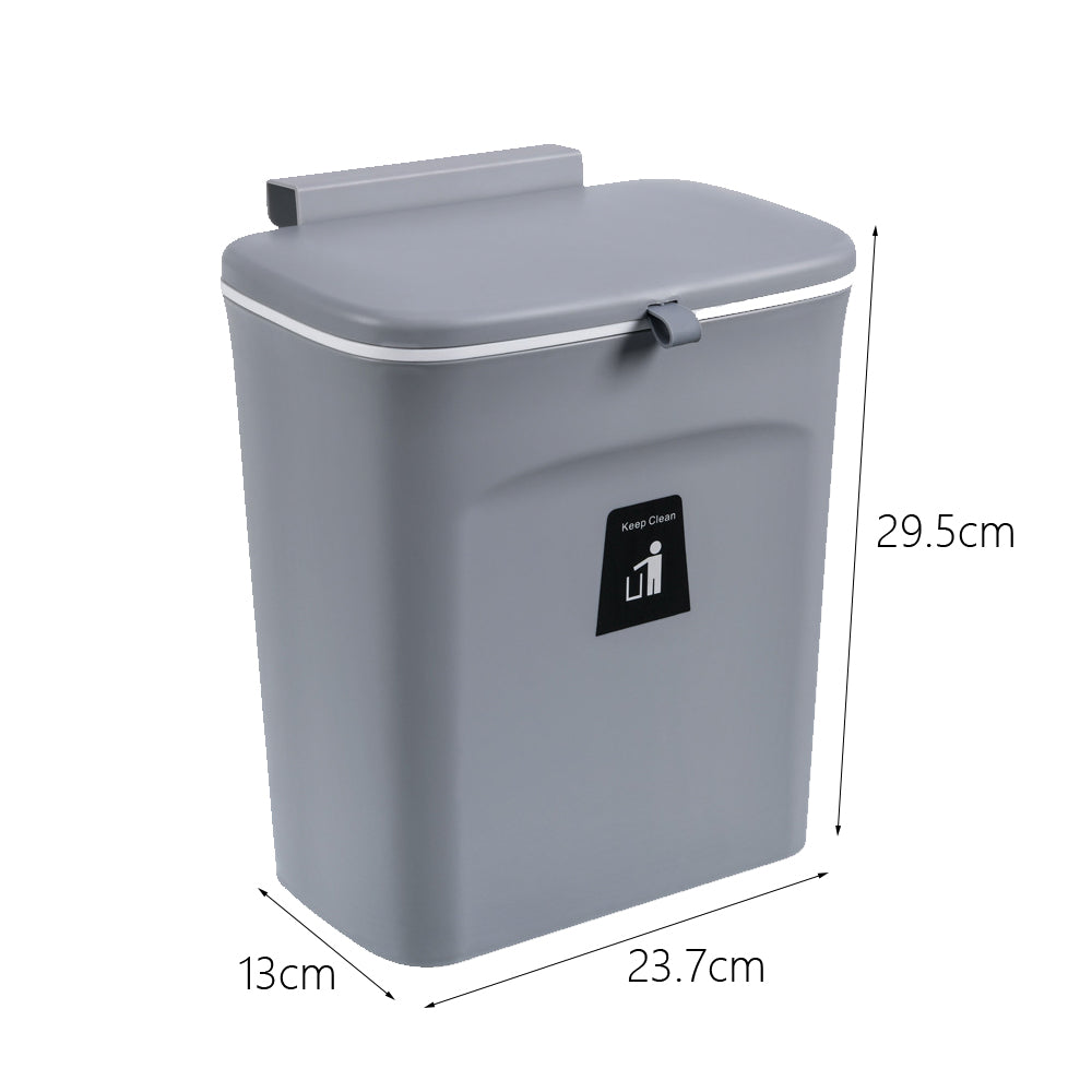 9L Kitchen Wall-Mounted Trash Can with Sliding Lid Seamless Sticker