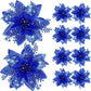 10Pcs Red Gold Poinsettia Artificial Christmas Flowers Xmas Tree Ornaments
