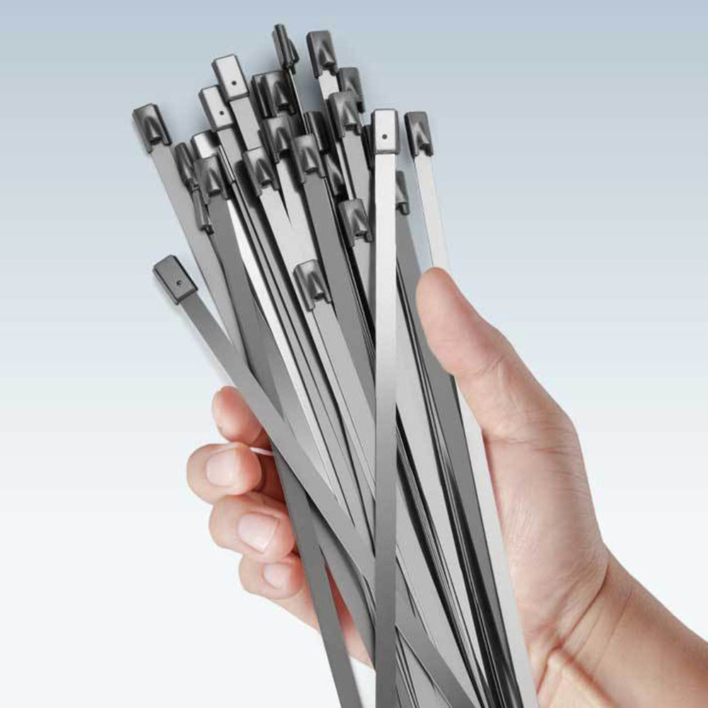 100Pcs 304 Stainless Steel Self-Locking Cable Ties 0.46 cm Wide 15 or 30 cm