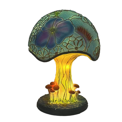 Bohemian Resin Painting Glass Mushroom Table Lamps