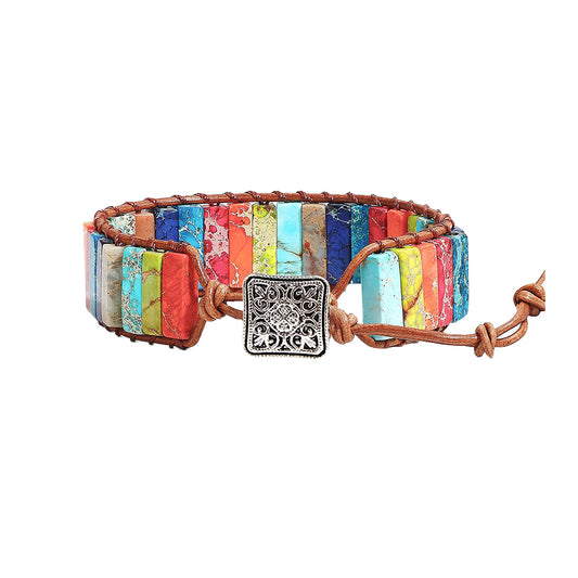 7 Chakra Boho Leather Wrap Bracelet