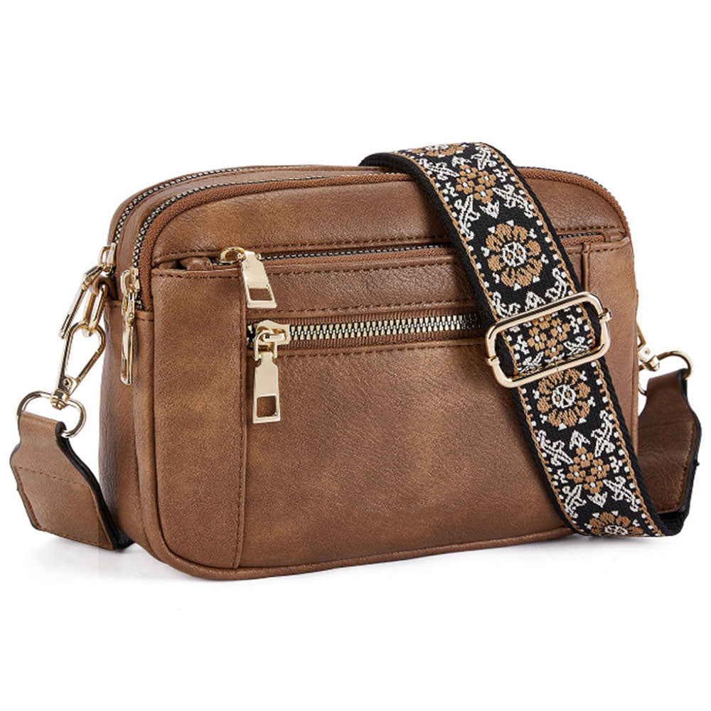 Small PU Crossbody Bag for Women Color-Block Shoulder Bag