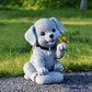 Solar Dog Outdoor Statues for Garden Outside Decor with Butterfly for Yard Art Lawn Ornaments
