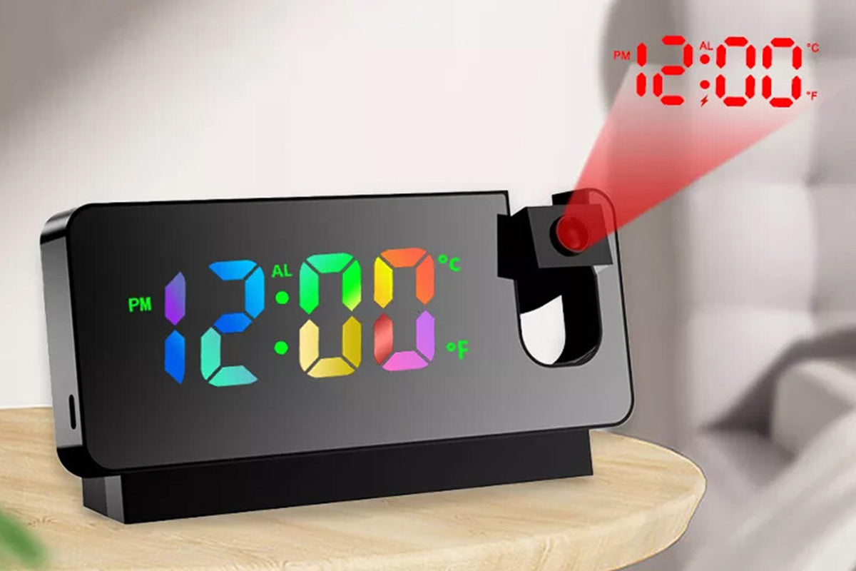 LED Digital Smart Alarm Clock with Projection Temperature Time LCD Display