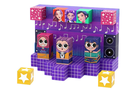 64pcs Stage Theme Magnetic Cube Building Blocks Scene Set Puzzle Assembly Toy