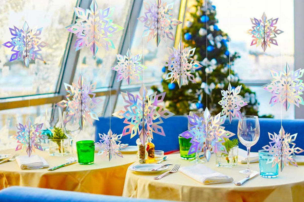 3D Paper Snowflake Hanging Decorations for Christmas Party