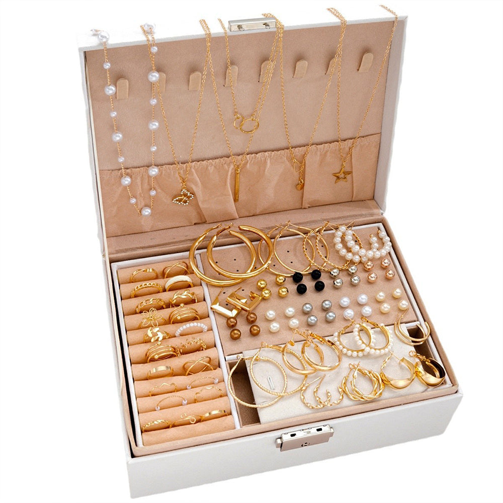 56Pcs Womens Jewellery Set Vintage Elegant Necklace Earrings Bracelet Ring Collection Gift Set