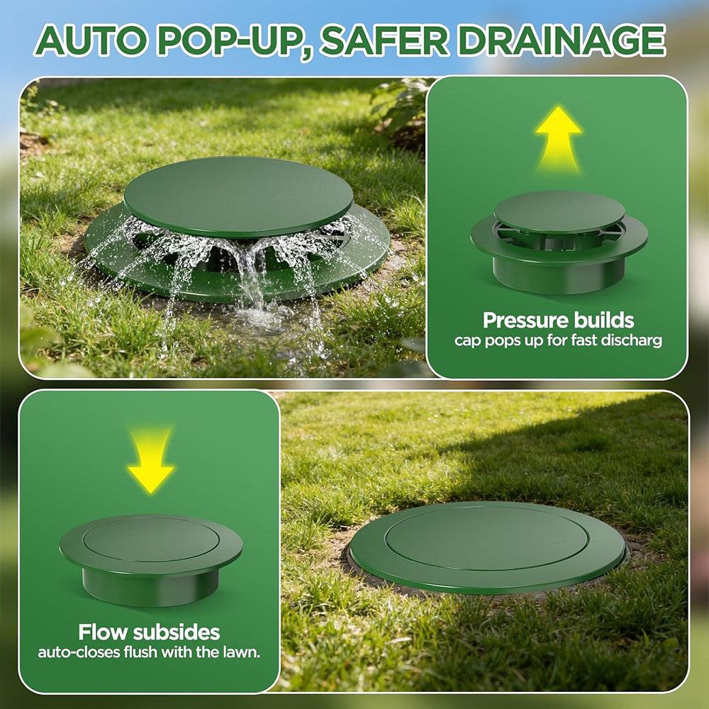 Pop Up Drainage Emitter Dual-Rod Outdoor Drain Cover for Yard Outlets