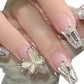 22-Piece Reusable Press-On Nail Set with Floral Design for Easy Manicure