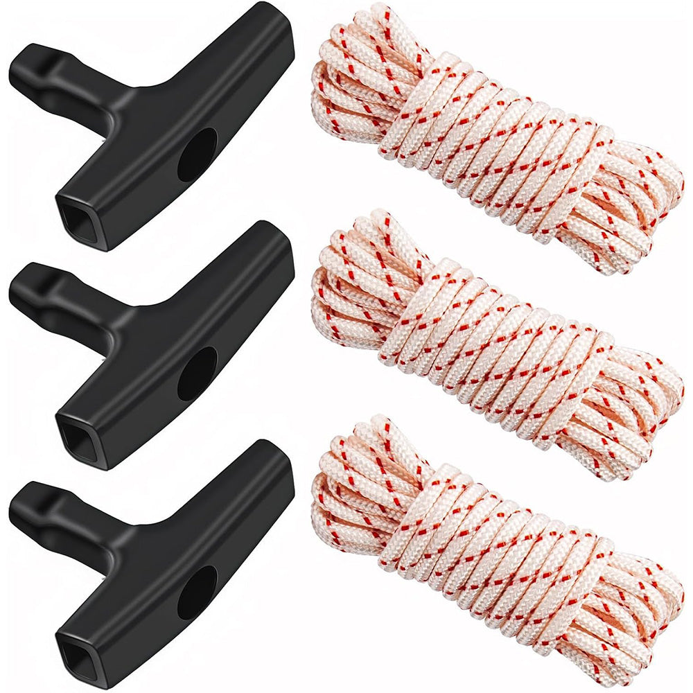 3pcs Starter Rope with Handle for Gas-Powered Equipment, 3m Length, High-Quality Replacement Set