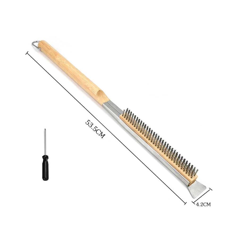 Steel Wire Pizza Oven and Stone Cleaning Brush with Scraper