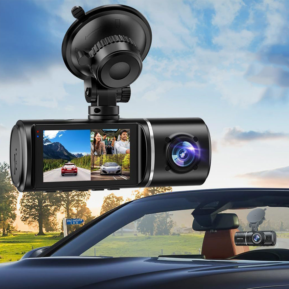 1080P Triple Dash Cam Front and Rear Inside for Cars with 32GB Card