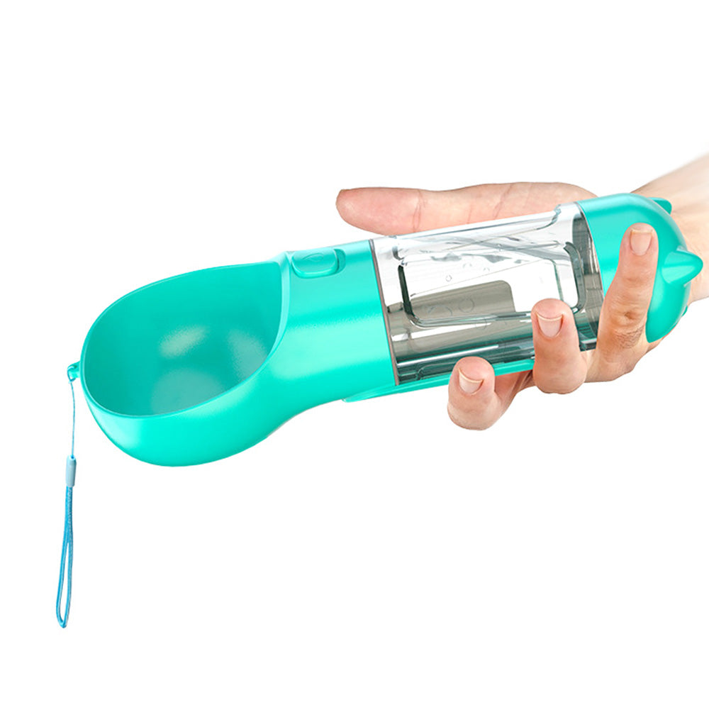 4 in 1 Pet Feeder Dog Cat Puppy Water Bottle Cup with Poop Bag Holder for Yorkie
