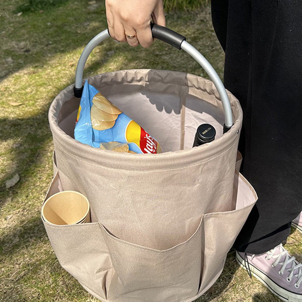 28 x 28cm Cleaning Caddy with Handle 6 Pockets Collapsible Bucket