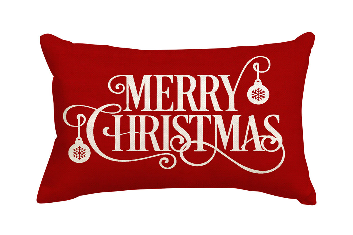 Merry Christmas Throw Pillowcase Rectangle Lumbar Winter Holiday Cushion Cover