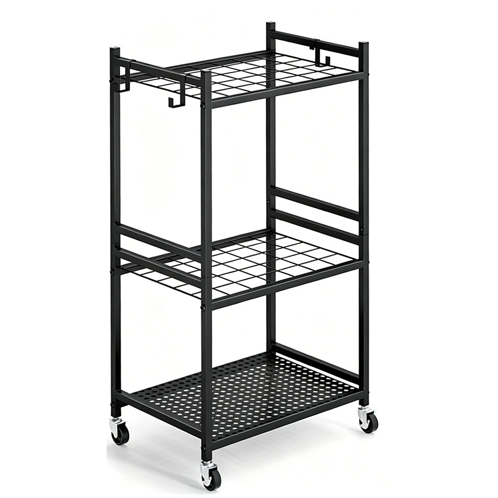 Garden Tool Organizer with Wheels Steel Rack Stand Heavy Duty Holds 35 Tools