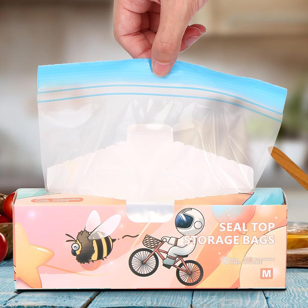 70Pcs Food Storage Bags with Double Zipper Seal Freezer Bags