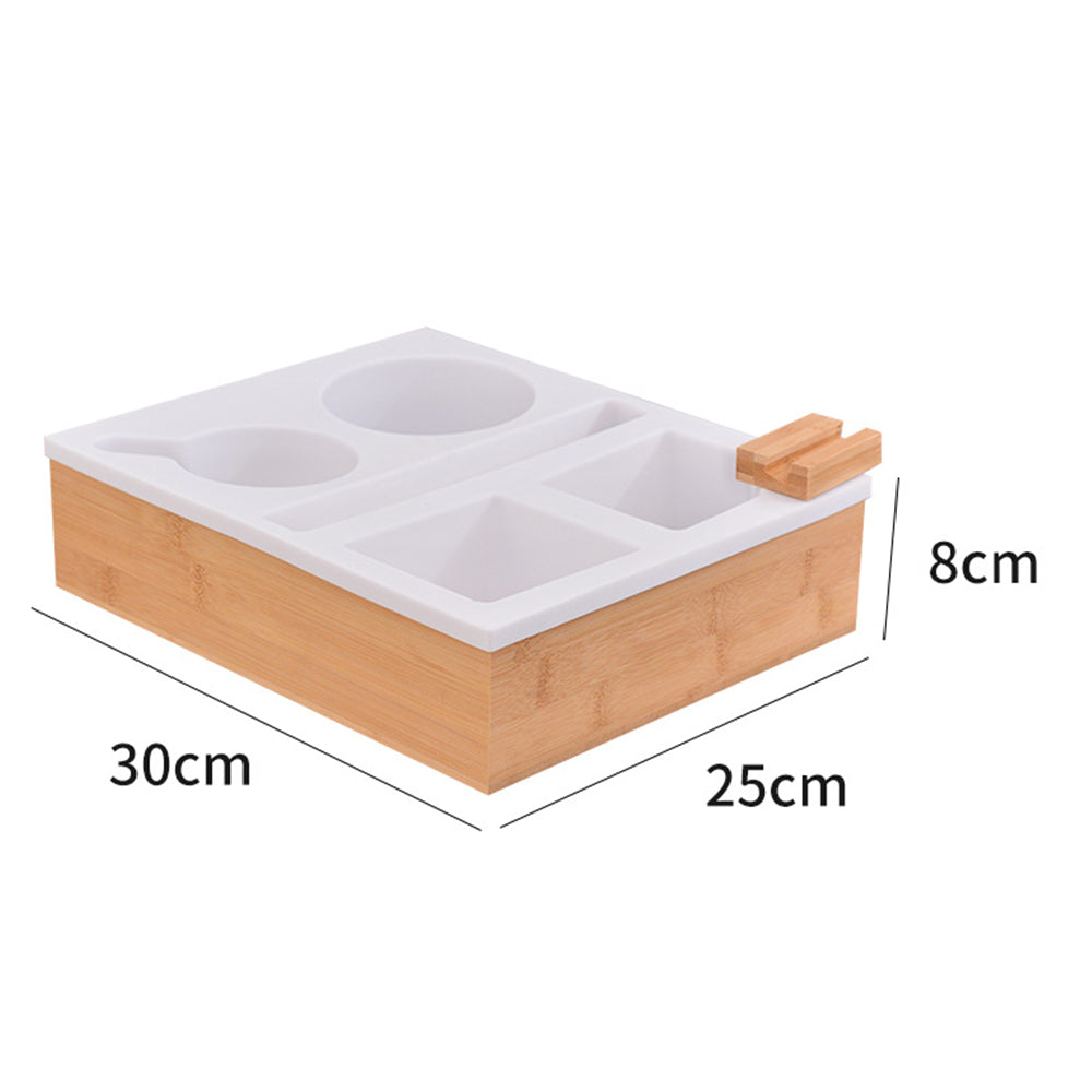 Handy Silicone Bamboo Couch Cup Snack Storage Tray with Rotatable Phone Holder