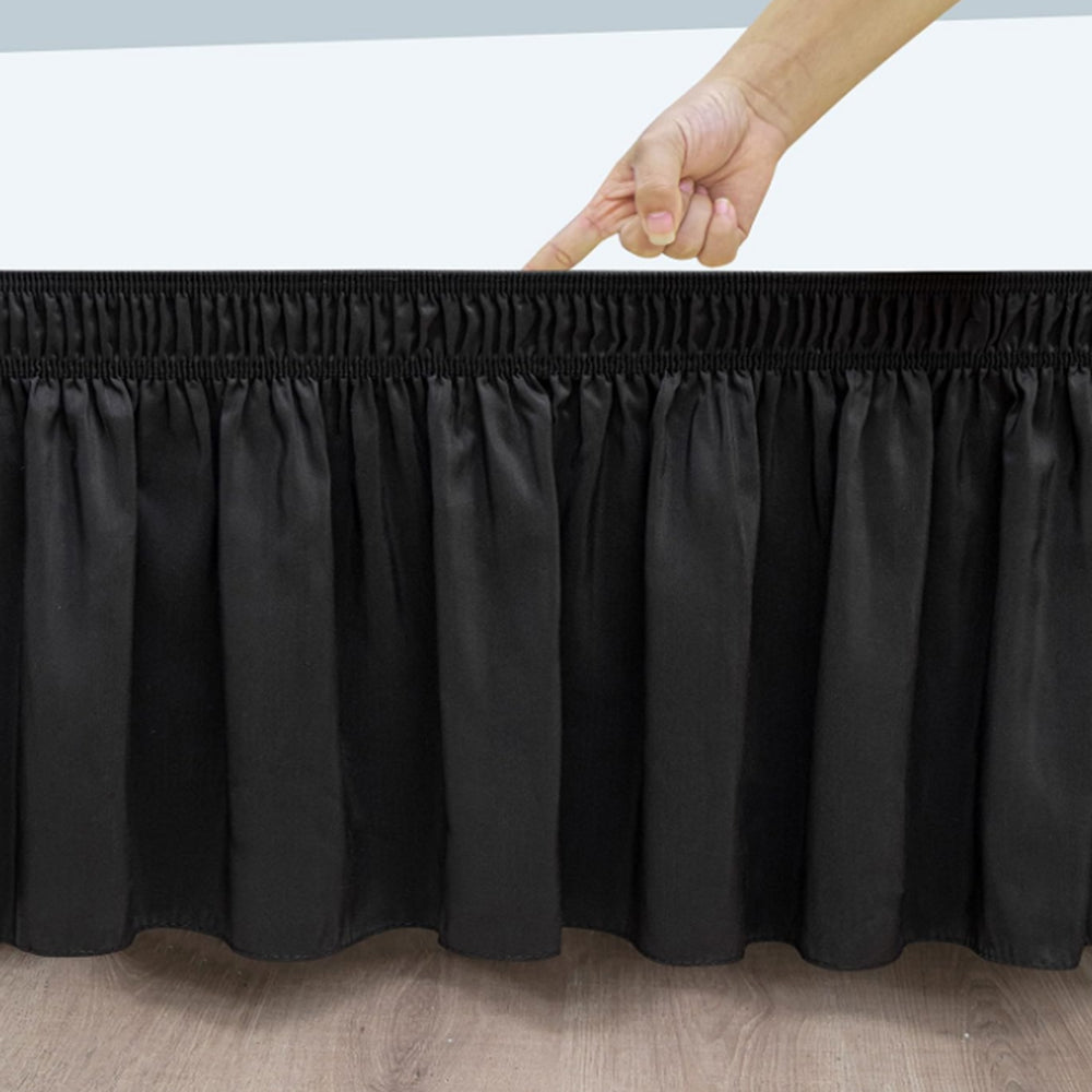 2Pcs Wrap Around Dust Ruffles Bed Skirt with Adjustable Elastic Belt