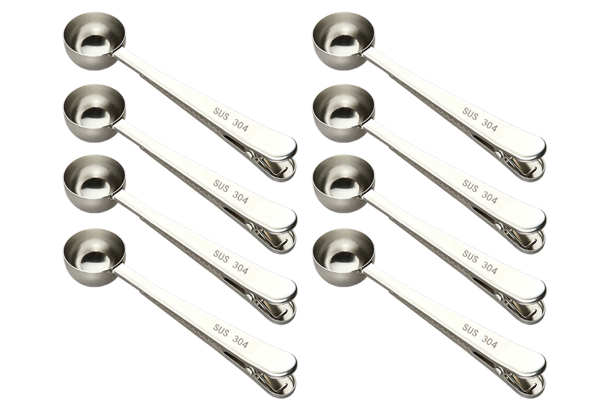 2-in-1 Coffee Scoop Bag Clip 304 Stainless Steel Spoon Bag Sealing Clip