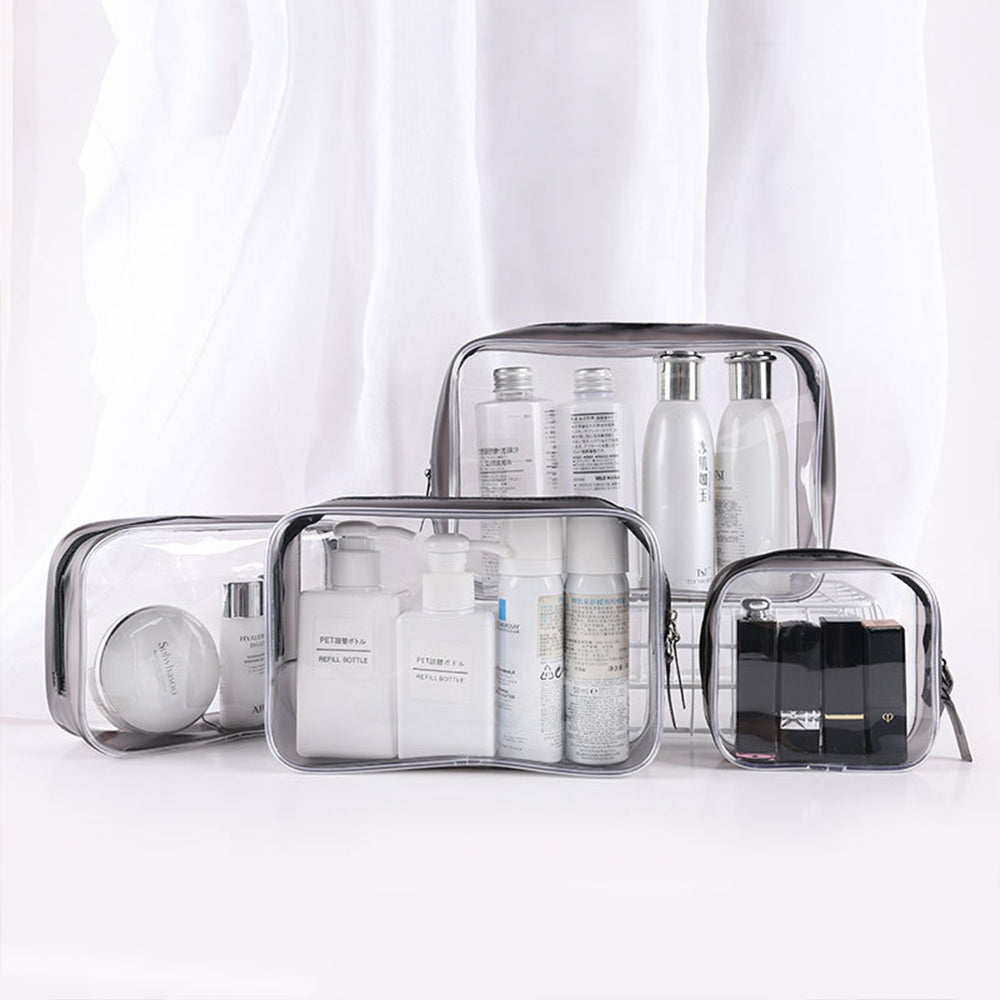 4 Packs Clear Cosmetics Bag with Zipper Portable PVC Toiletry Makeup Bag